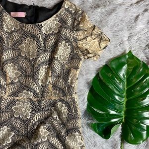 Tina tan and black lace full length gown size S